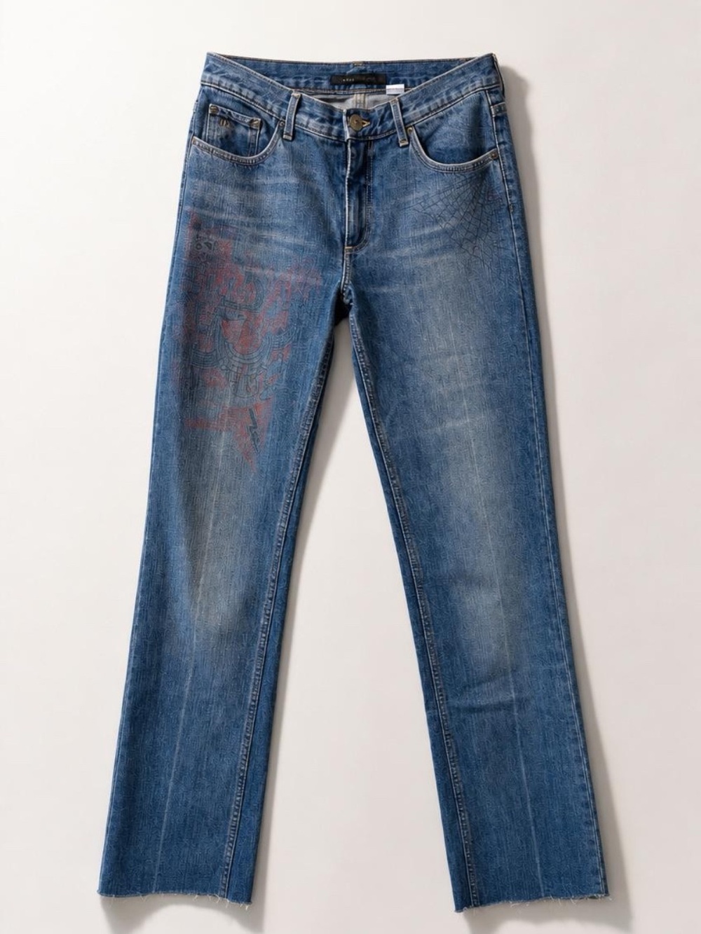 Marc Jacobs Straight Leg Denim w/Graphic Print illustrations, 6, GUC